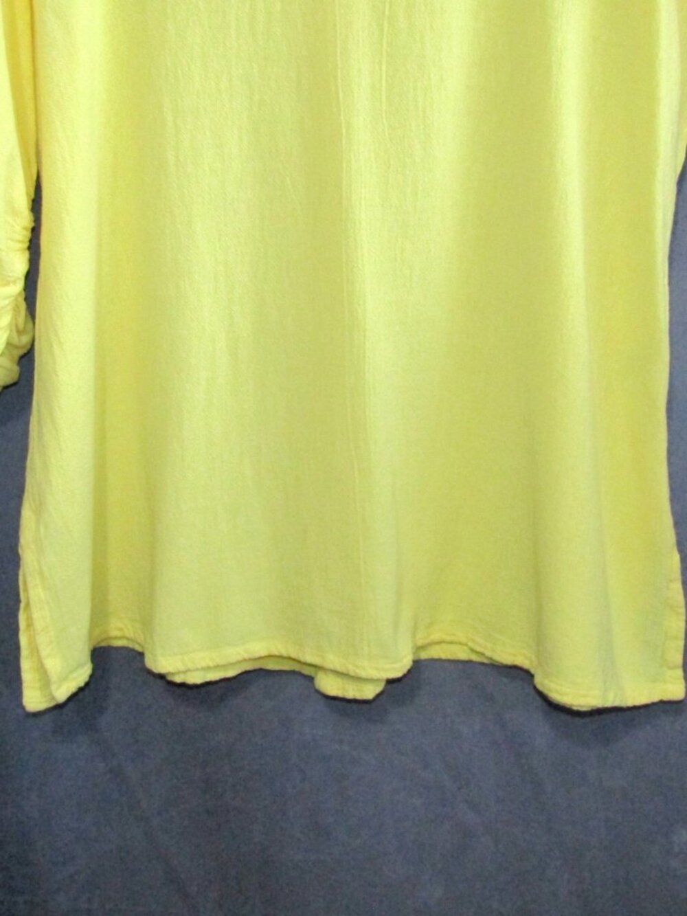 Oh My Gauze Lemon Yellow Top Womens Size 2 L XL Cotton Tunic Ruched Sleeve - Picture 3 of 8
